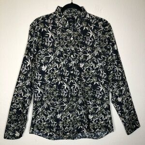 Moss London Men’s Tropical Print Button Up Extra Slim Fit Formal Collar Shirt
